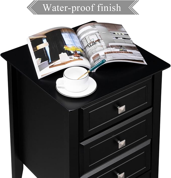 Bonnlo Upgraded 3 Drawers Night Stands