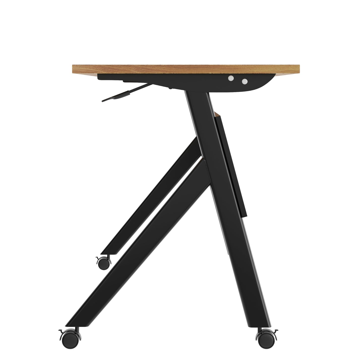 BizChair Commercial Grade 72" x 24" Heavy-Duty Nesting Flip Training Table with Y-Legs, Modesty Panel, 1" Thick Walnut Tabletop, and Black Steel Frame