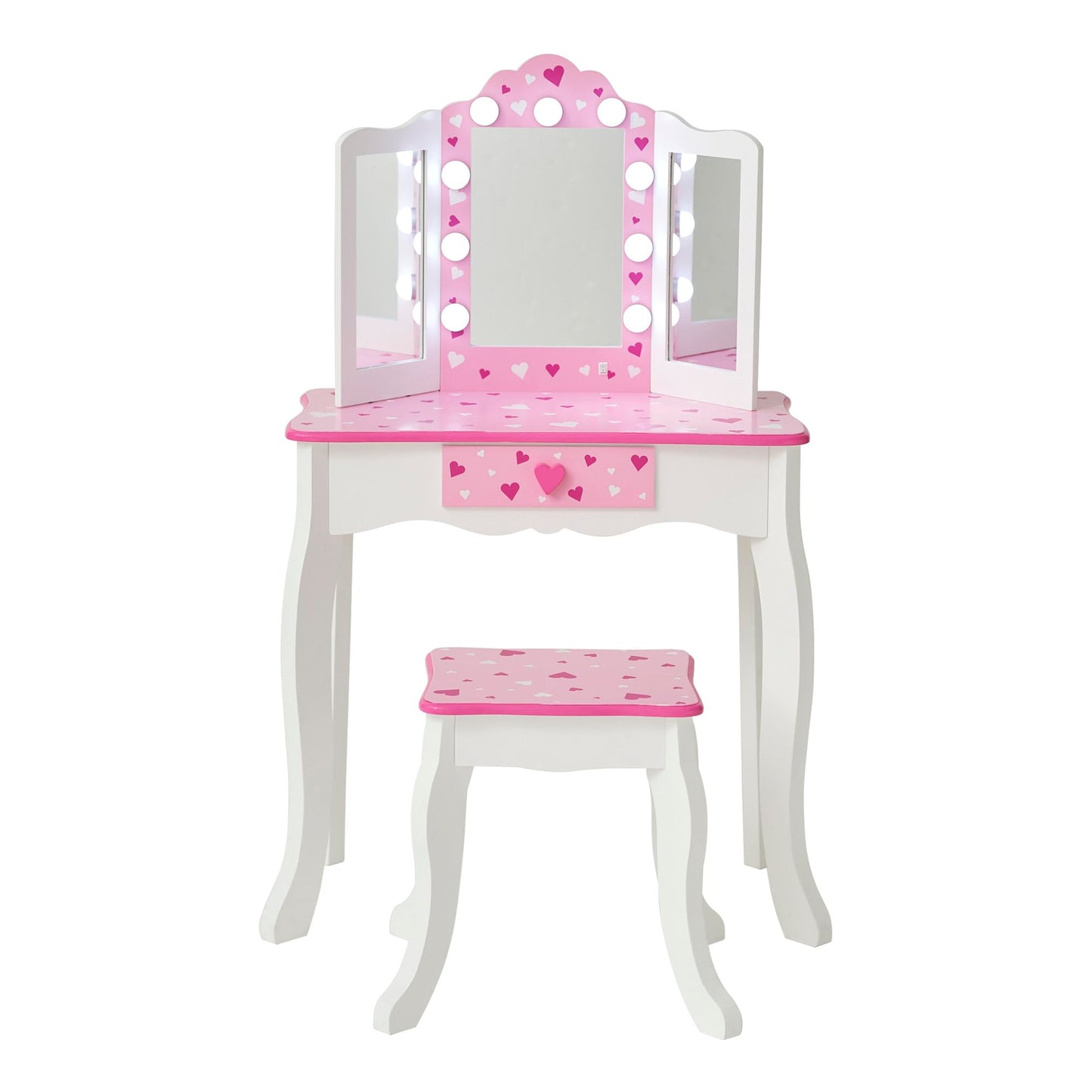 Teamson Kids - Sweethearts Print Gisele Medium Vanity - White/Pink