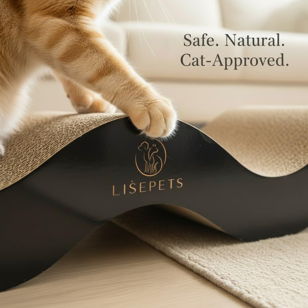 Cat Scratcher Cardboard Lounge Bed for Indoor Cats – Large Curved Cat Scratch Pad, Reversible Durable Honeycomb Design, Cat Scratching Board for Furniture Protection