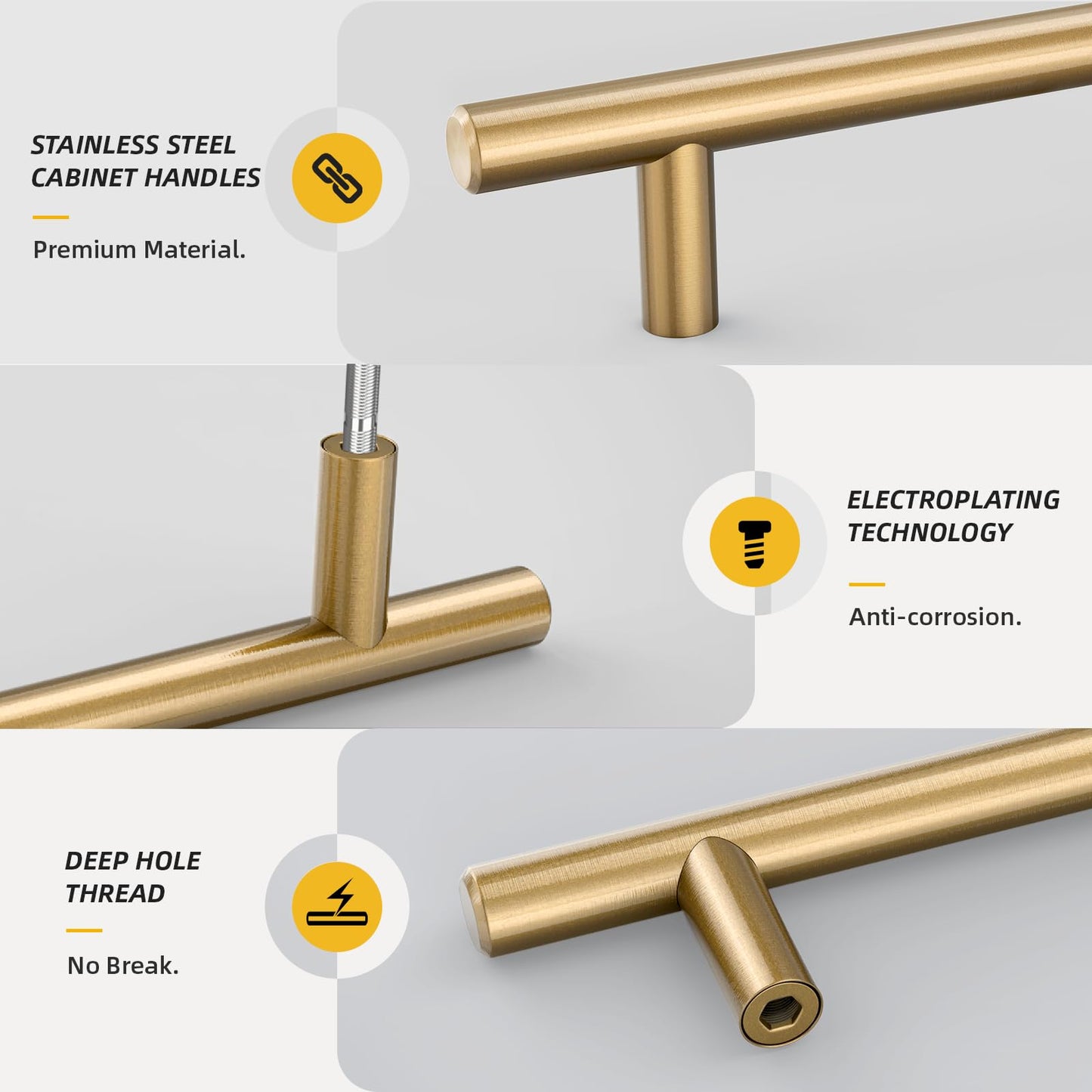 Goldenwarm 15 Pack 7-1/2 inch(192mm) Champagne Bronze Cabinet Pulls Gold Cabinet Handles Champagne Drawer Pulls Brushed Bronze Drawer Handles Kitchen Bathroom Bedroom Dresser Furniture Hardware