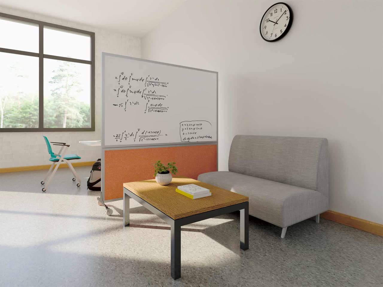 DivideWrite Mobile Whiteboard | Double Sided Dry Erase Board | Portable Office Cubicle Partition | Display for Classrooms, Conference Rooms, Meeting Areas and More | Charcoal Gray 5' Wide X 6' Tall