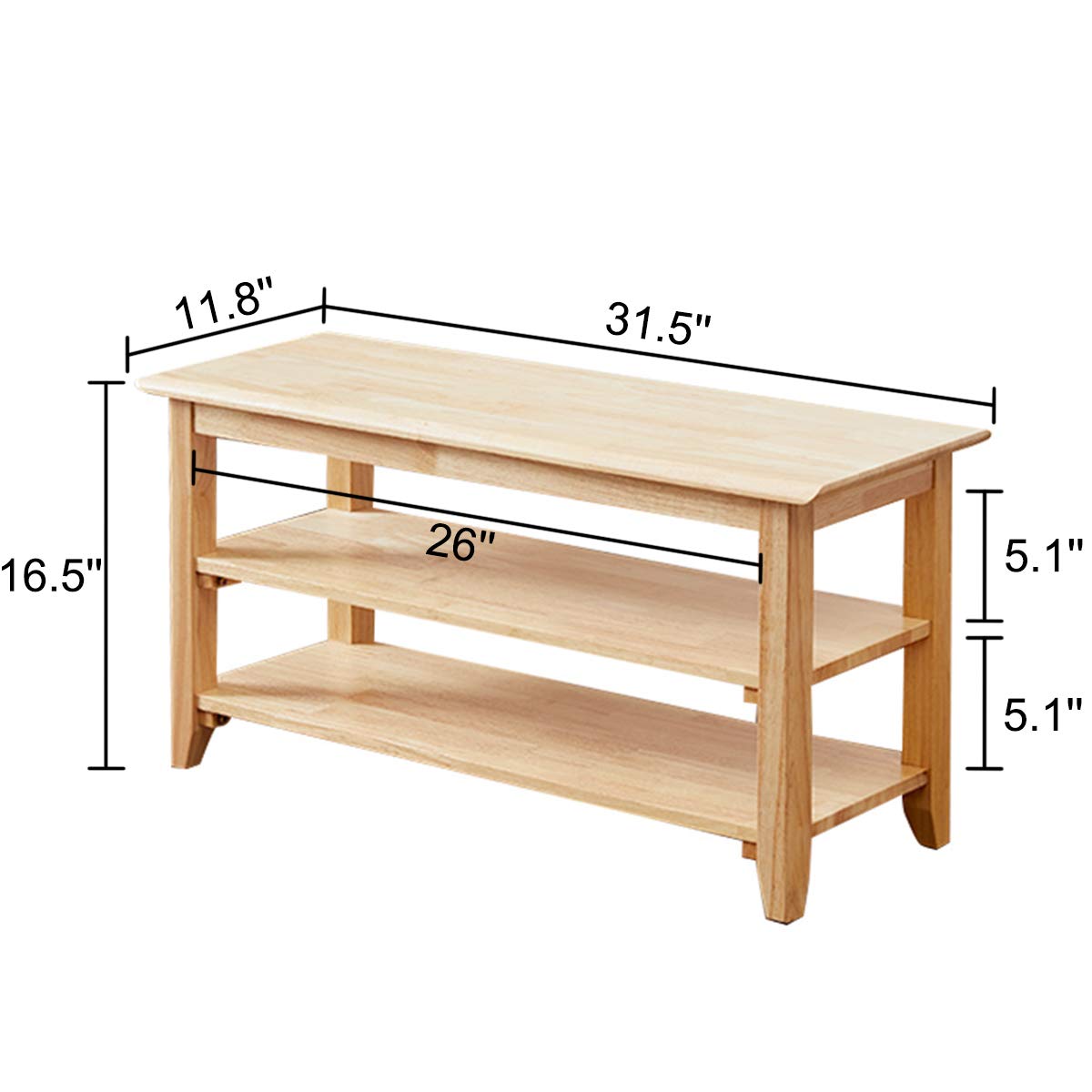 XKZG Shoe Storage Bench Wooden Shoe Rack Bench Simple Style Wood Entryway Bench (Natural,31.5")