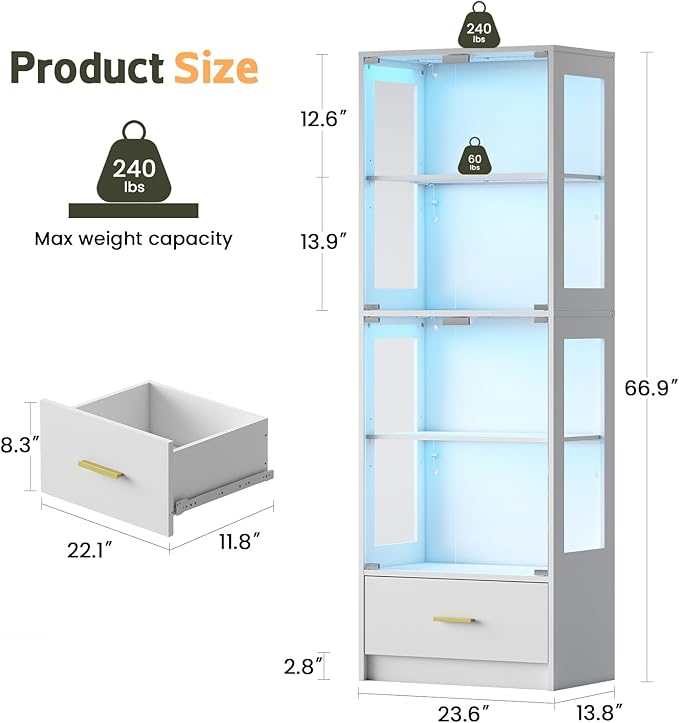 Lamtor Display Cabinet with Glass Doors