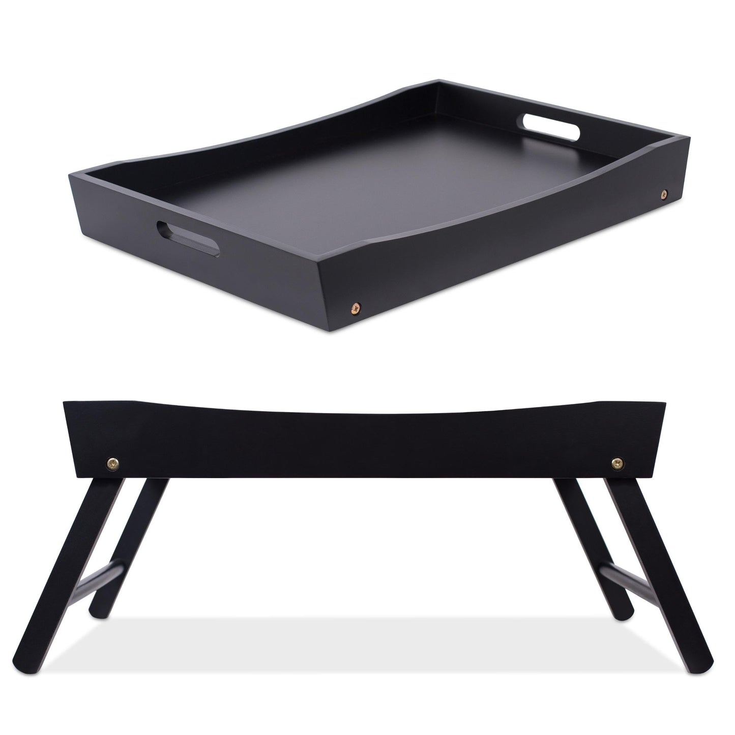 BIRDROCK HOME Wood Bed Tray for Eating, Folding Lap Desk with Handles, Black