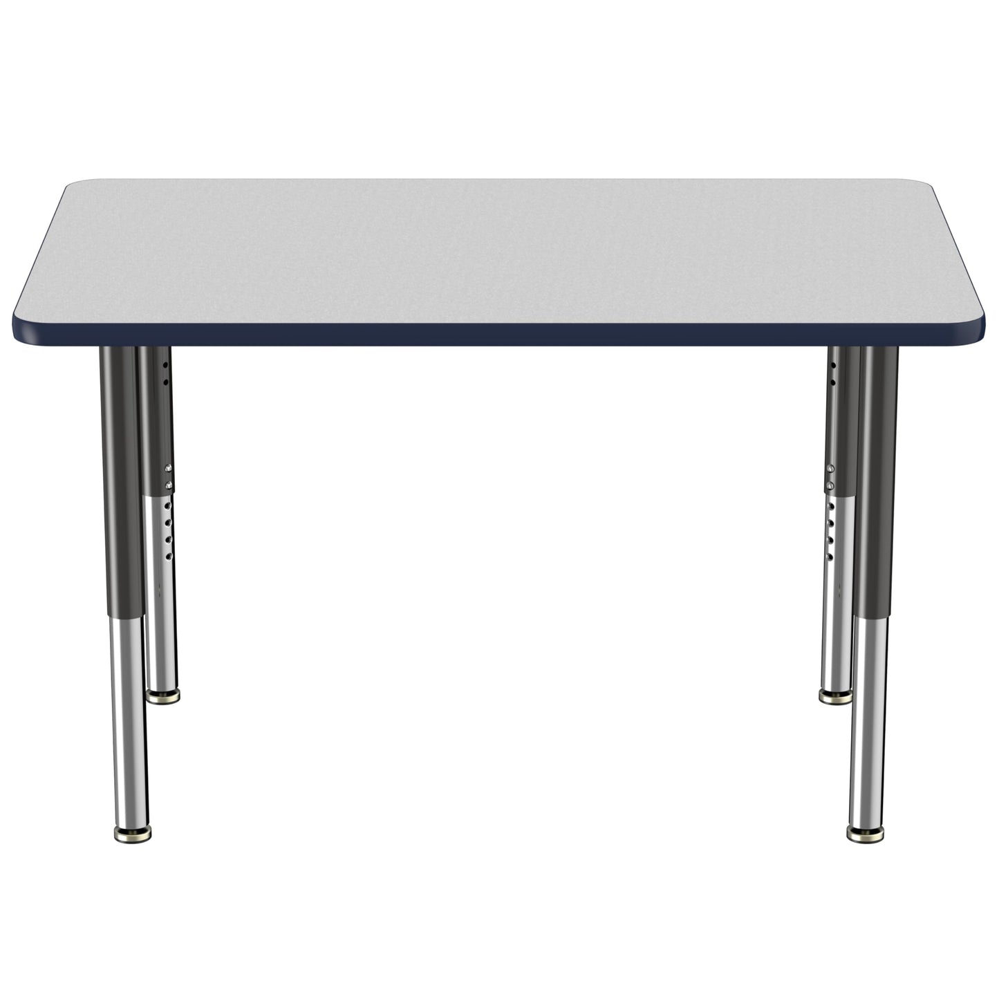 Factory Direct Partners FDP Mobile Rectangle Activity School and Office Table (30 x 48 inch), Super Legs with Glides and Casters, Adjustable Height 19-30 inches - Gray Top and Navy Edge