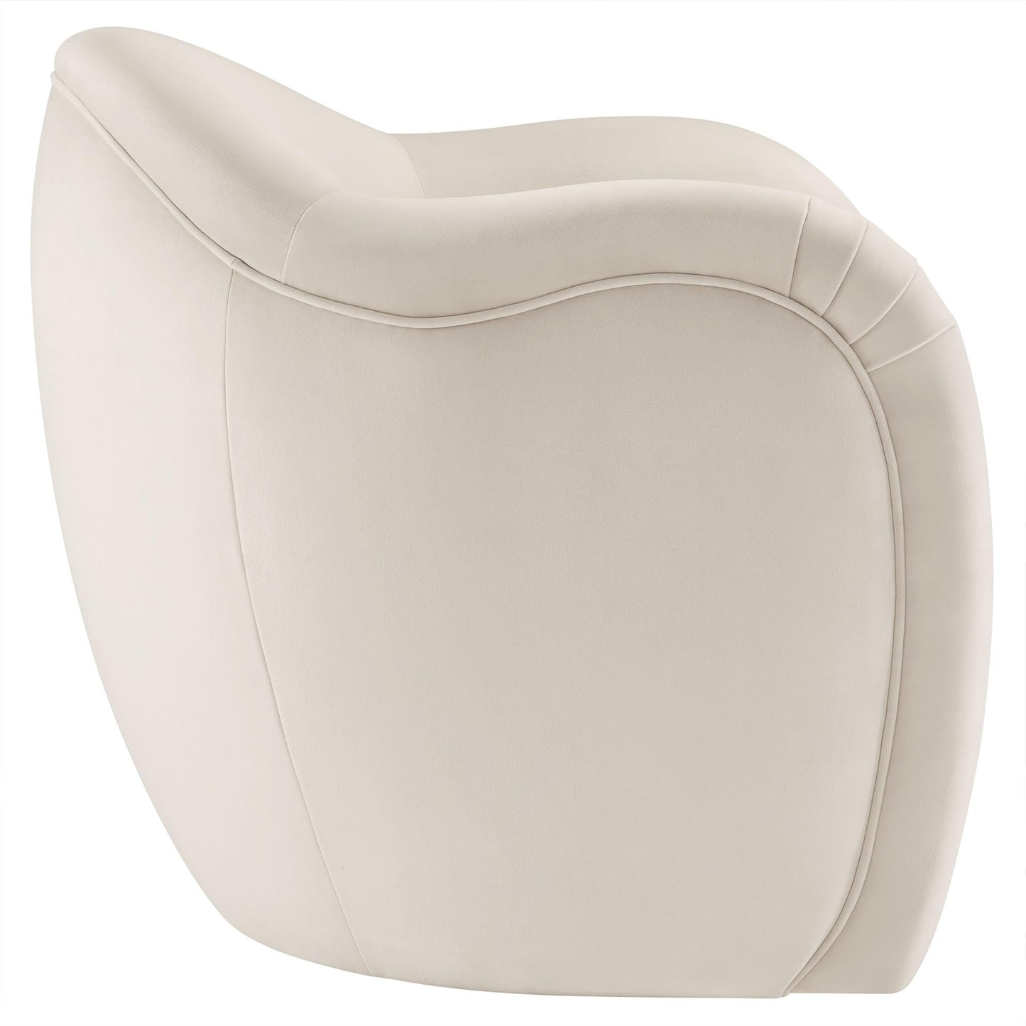 Modway Compose Barrel Chair with Performance Velvet Fabric in Alabaster – Upholstered Accent Armchair with Curved Backrest – Cozy Lounge Chair for Reading – Round Comfy Single Sofa Club Chair