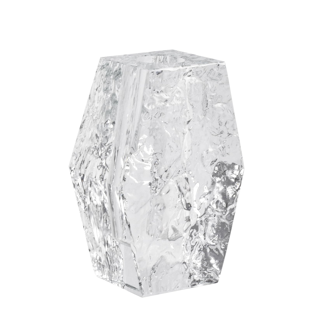 Glacier Series Crystal Vase 4.7-inch High, Modern Crystal Home Office Decor for Living Room Dining Table Centerpieces, Birthday and Wedding