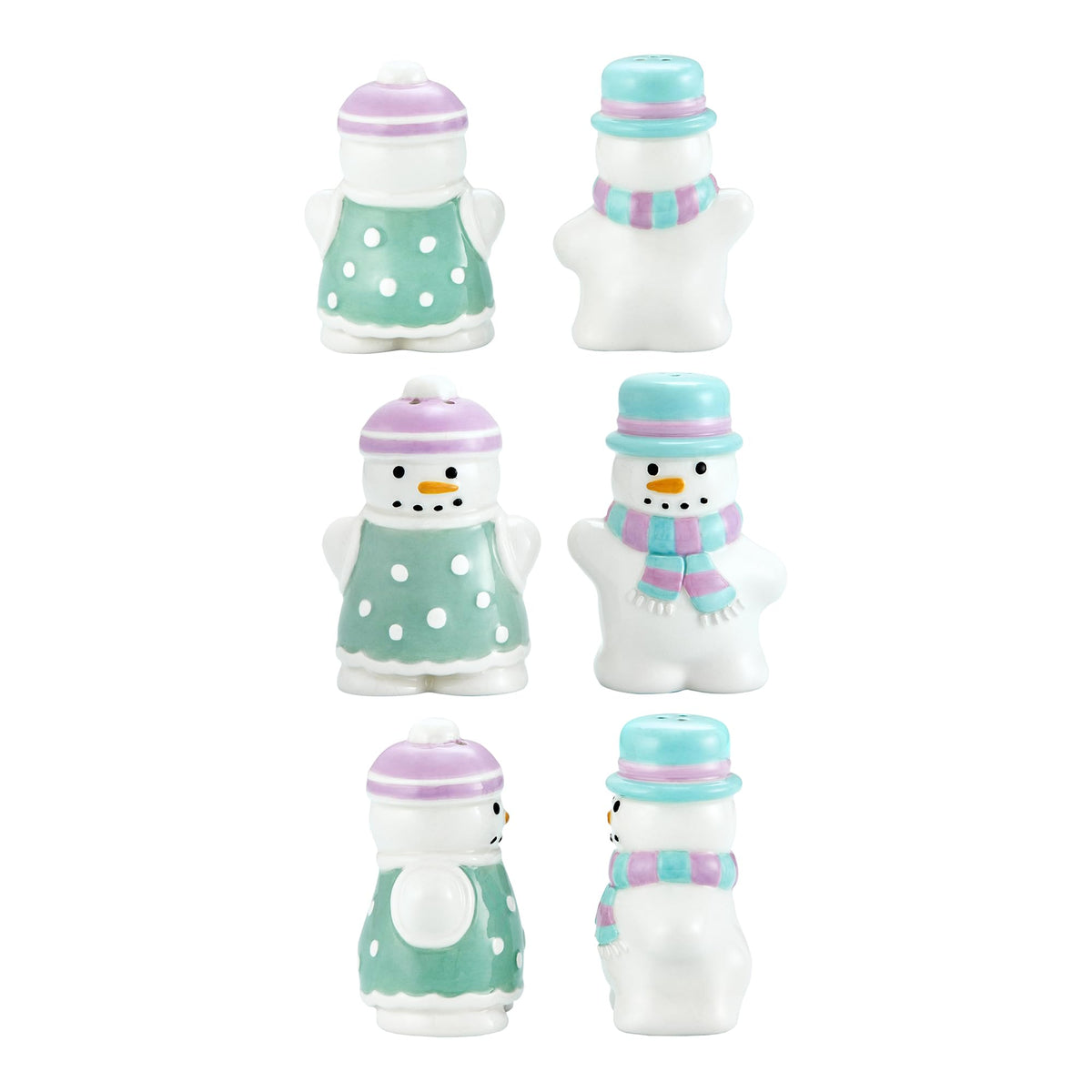 Bico Snowman Ceramic Hand Painted Salt & Pepper Shaker Set, Cute Christmas Decor, Dishwasher Safe