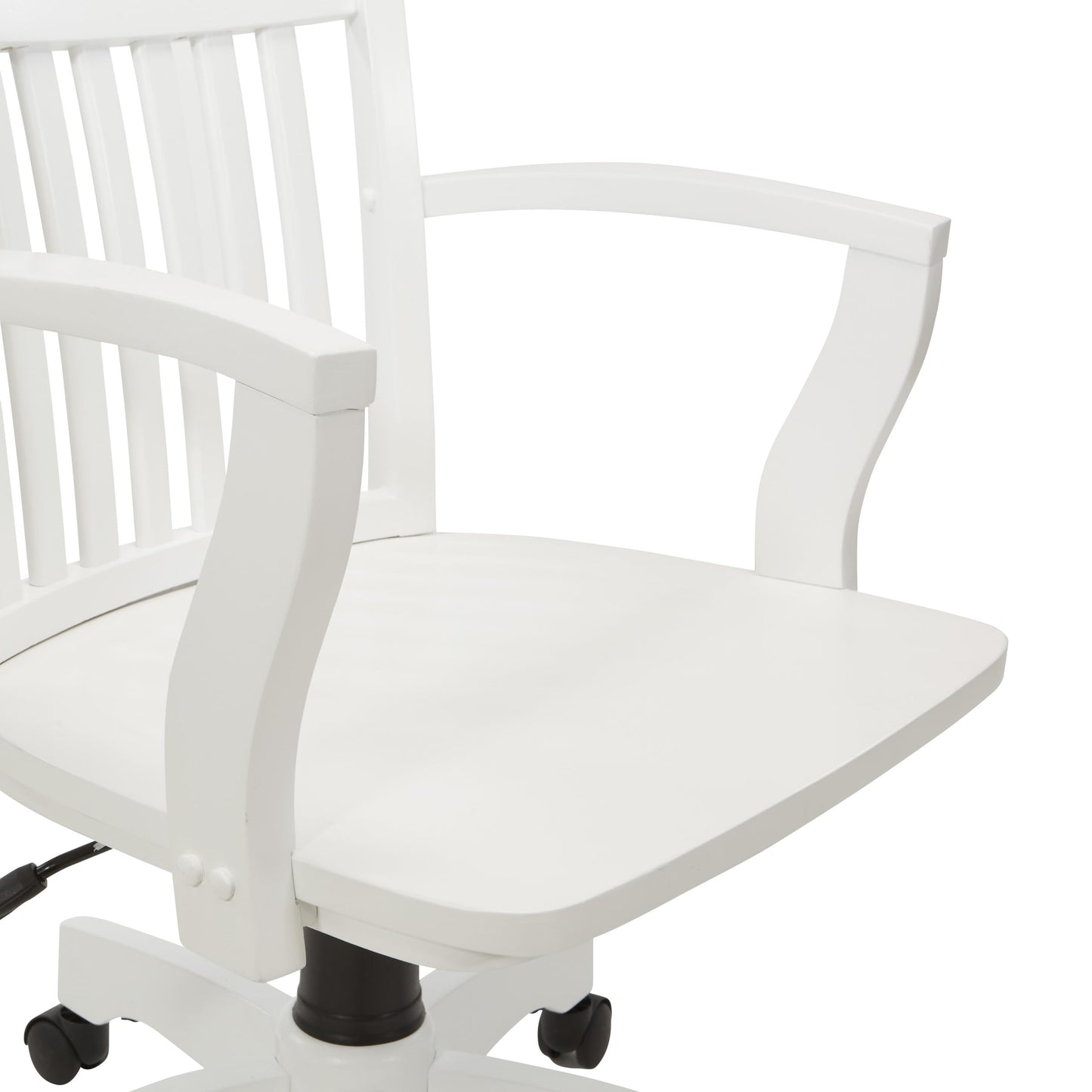 OSP Home Furnishings Deluxe Wood Banker's Home Office Desk Chair with Adjustable Height, Locking Tilt and Heavy Duty Base, White Wood Finish