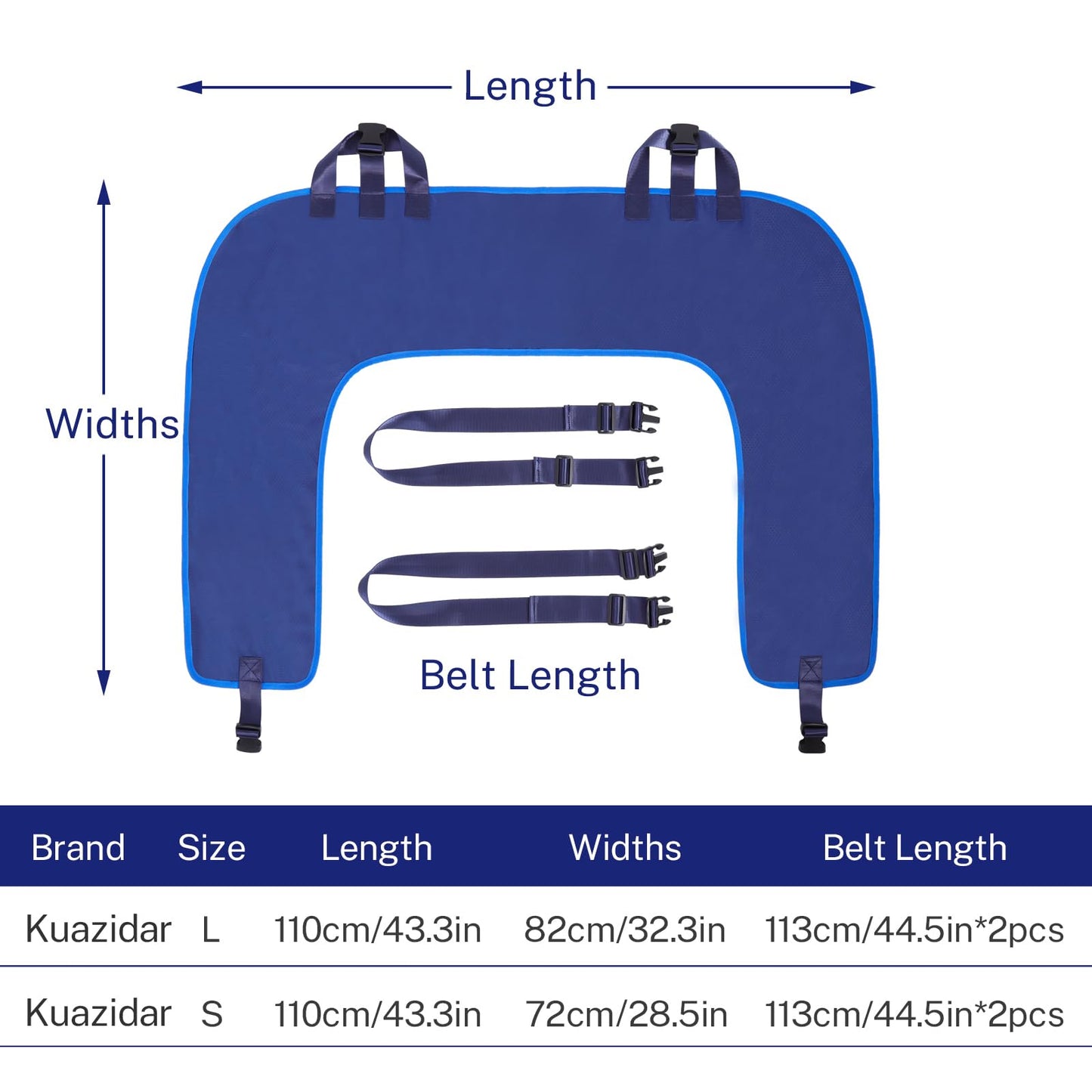 KUAZIDAR U-Shaped Positioning Sheet - Transfer Sheet for Turning and Repositioning, Multipurpose Bed Pad with Reinforced Handles, Turning Device for Elderly, Bed Patients (Blue Size-L)