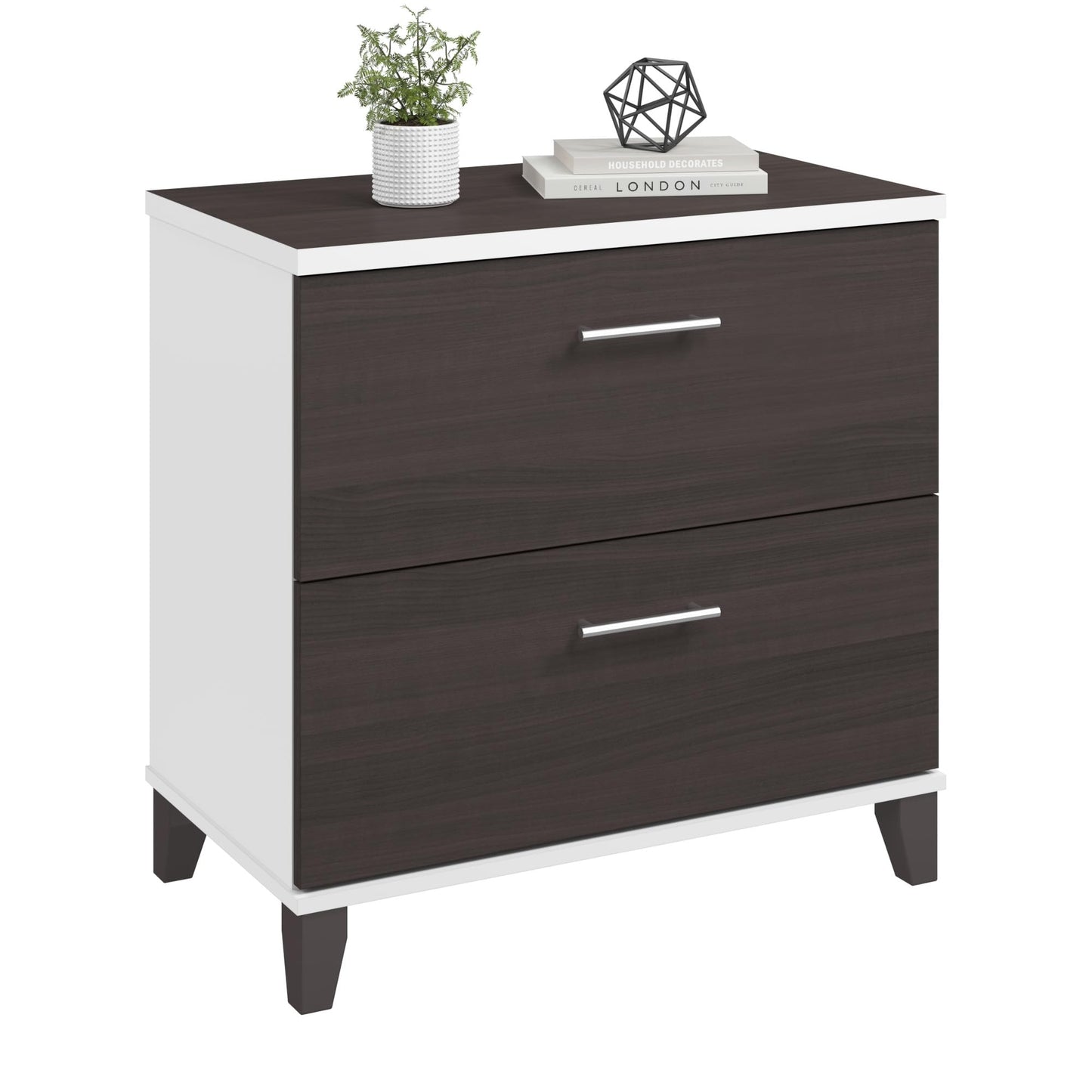 Bush Home 2 Drawer Lateral File Cabinet, Letter and Legal-Size Document Storage for Home or Professional Office, Somerset Collection, White and Storm Gray
