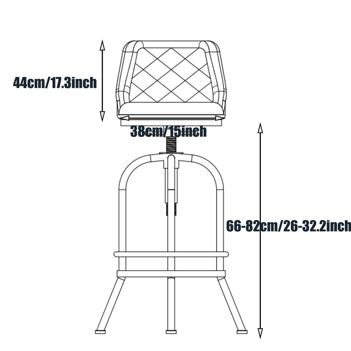 26-32inch Height Adjustable PU Faux Leather Counter Bar Height Stools with Backrest Industrial Pub Chairs for Dinning Room Kitchen Office Coffee House