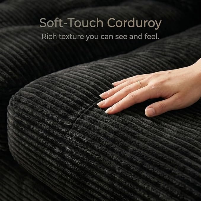 85" Corduroy 3 Seater Sofa in a Box, High-Density Foam Couch, No Assembly