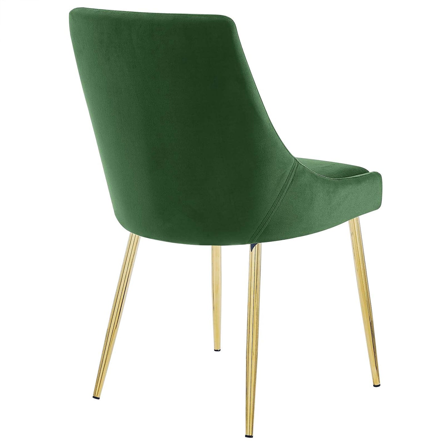 Modway Viscount Performance Velvet Upholstered Side Dining Chairs in Gold Emerald - Set of 2