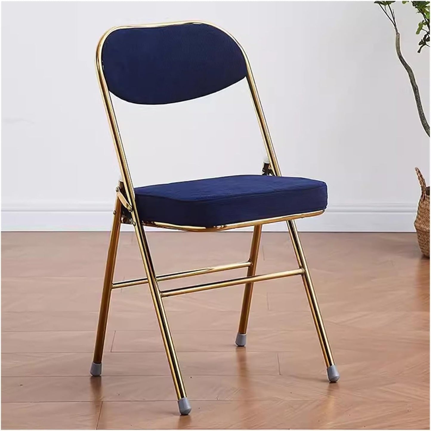 Folding Chair - Foldable Office Stool with Thick Padded Seat, Steel Frame, Indoor Visitor Chair for Dining, Study, Living Room