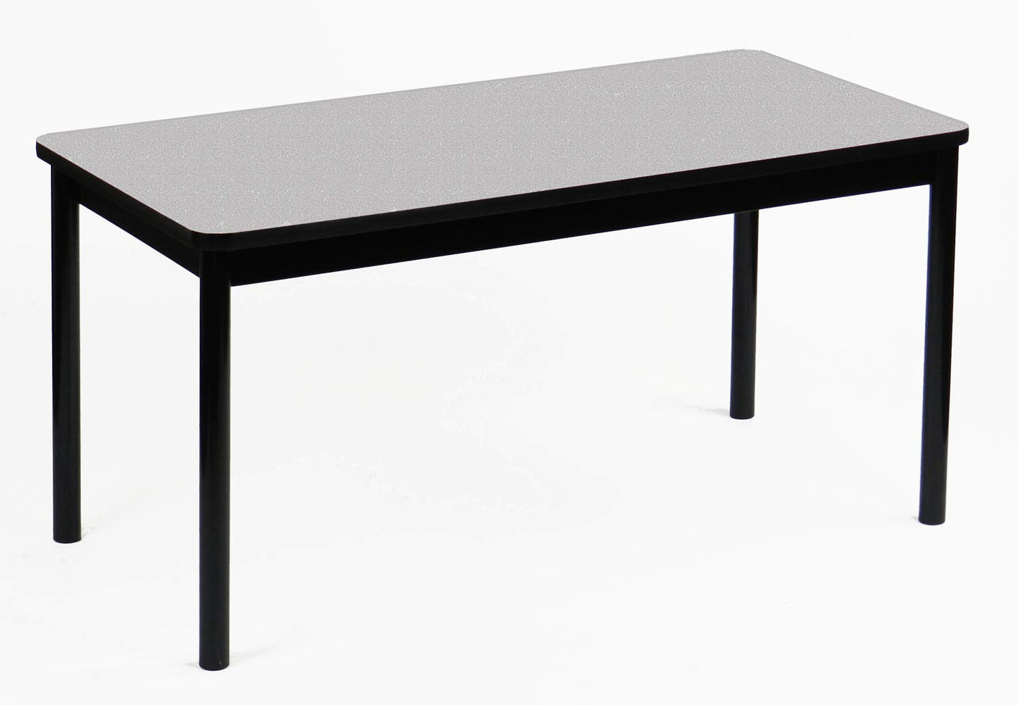 Correll LR3048-15 Office and Library 29" High , 1 1/4" Thick High-Pressure Laminate Top, 2" Round Steel Legs, 30" x 48", Gray Granite Top with Black Frame