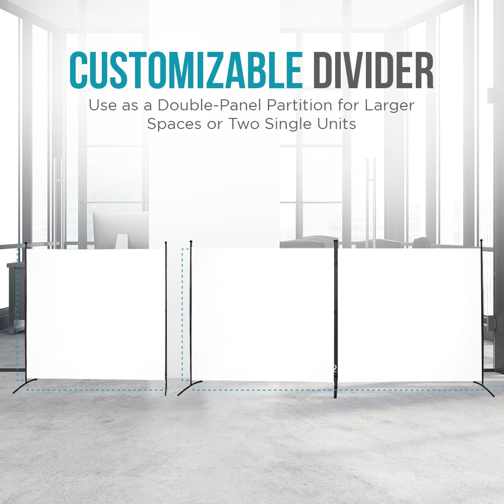 SteelAid Room Divider (Double Panel) – Folding Partition Privacy Screen for Office, Classroom, Dorm Room, Kids Room, Studio, Conference - 142" x 72" - Easy to Assemble, Freestanding & Foldable