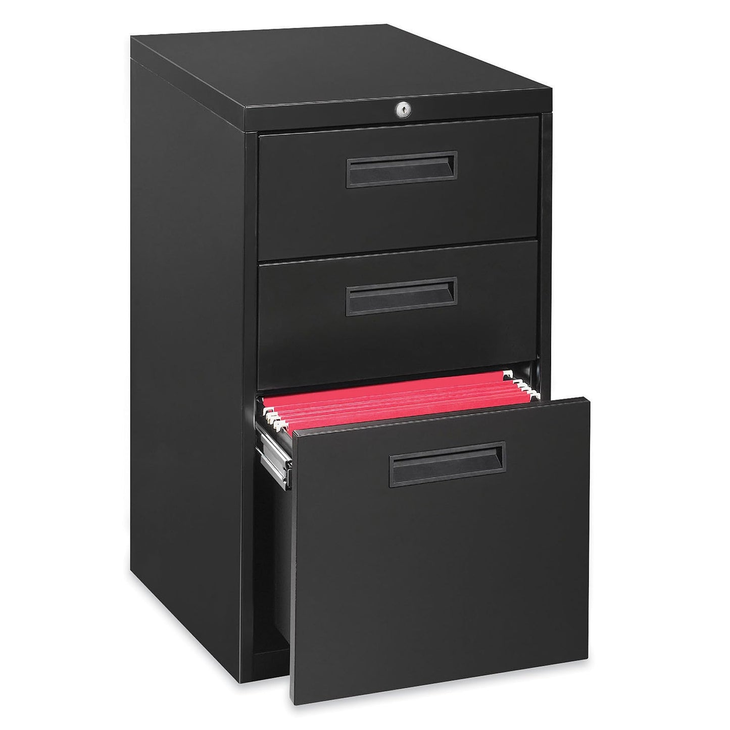 Lorell 1-Divider Mobile Pedestal, Box/Box/File, 15 by 19 by 27-3/4-Inch, Black
