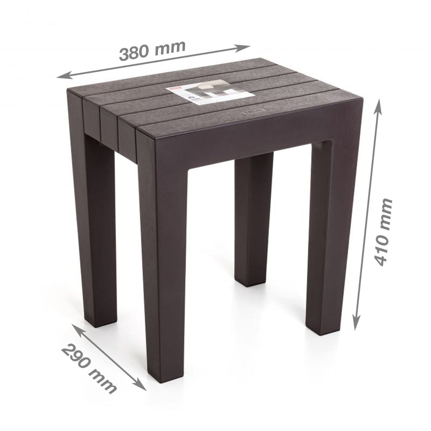 TATAY Lombok Rectangular Bench, Polypropylene, BPA Free, Wood Effect, Anti-UVA Protection, Max 130KG, Suitable for Indoor and Outdoor, Gray. Dimensions 38x29x41cm