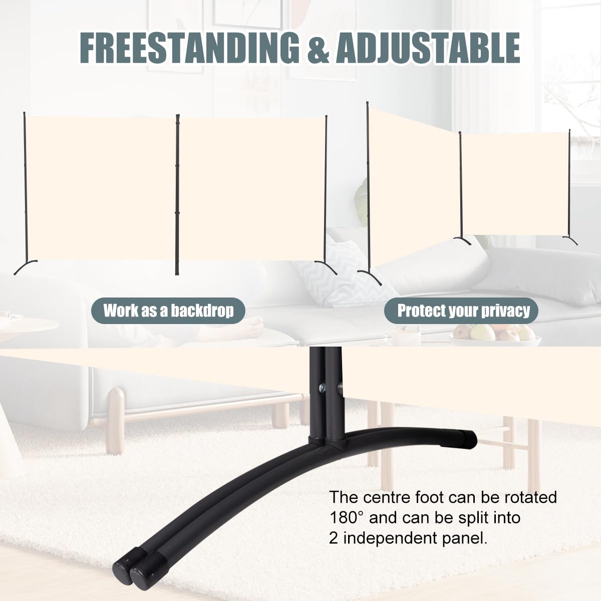 Room Divider 2 Panel Large Privacy Screens, 142''x72''H Upgraded Room Divider Wall for Room Partitions, Tall 6FT Partition Room Dividers Screen Panel for Bedroom Office School, Portable Partition Wall