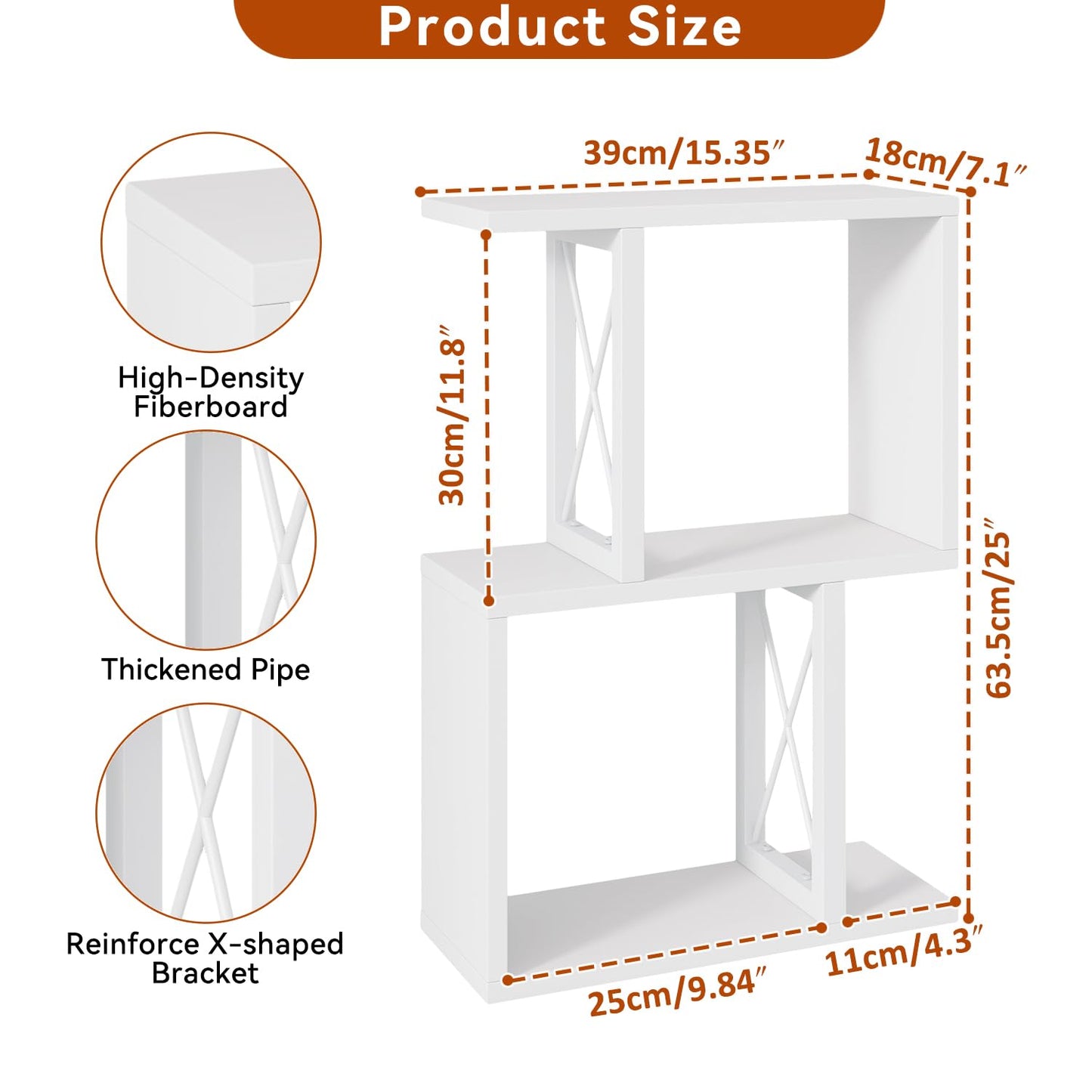 IBUYKE Desktop Bookshelf, 3-Tier Table Bookcase Shelves Storage Organizer Hutch for Office/Dorm, Solid Ability Desk Shelve UTMZ011W