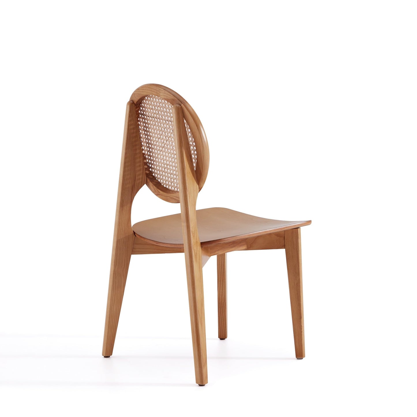 Manhattan Comfort Versailles Rattan Dining Chair, Wicker Round Backrest with Solid Ash Wood Frame, Mid Century Modern Fully Assembled Chairs, Set of 4, Natural
