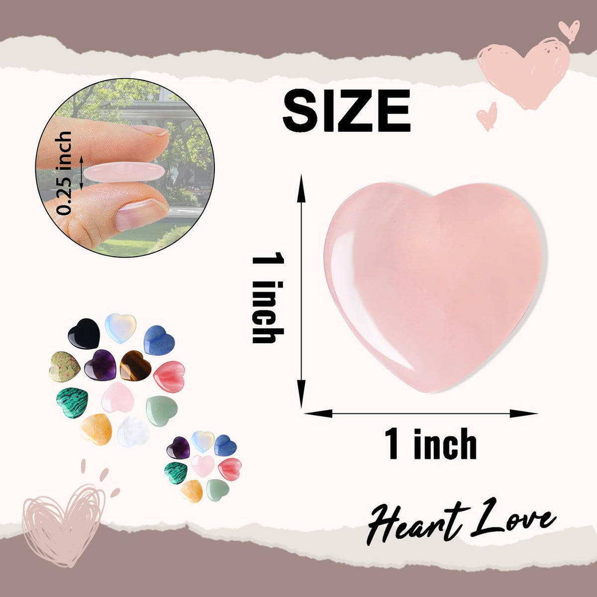 DUQGUHO 1 Inch Hearts Crystals and Healing Stones Reiki Gems Healing Crystals Amethyst Crystal Hearts Set Rose Quartz Heart Shaped Crystals Bulk Polished Gemstones Spiritual Gifts for Women 12 PCS