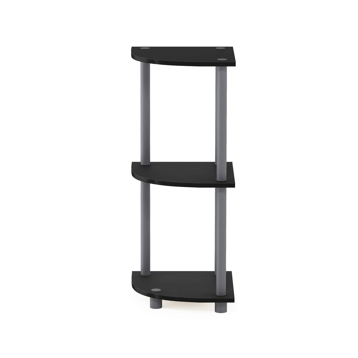 Furinno TURN-N-TUBE Corner Shelf, 3-Tier Corner Bookshelf, Display Storage Shelves with Open Shelves, for Organization and Storage, Living Room, Home Office, Garage, Black