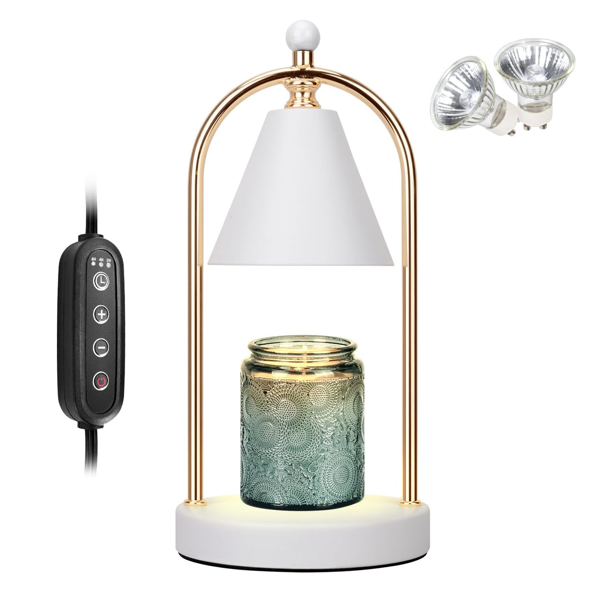 Soilsiu Candle Warmer Lamp With Timer, Electric White Light for Bedroom, Dimmable Wax Melts Warmer for Jars, Beside Lamp Gifts for Women Home Decor (2 Bulbs Included)