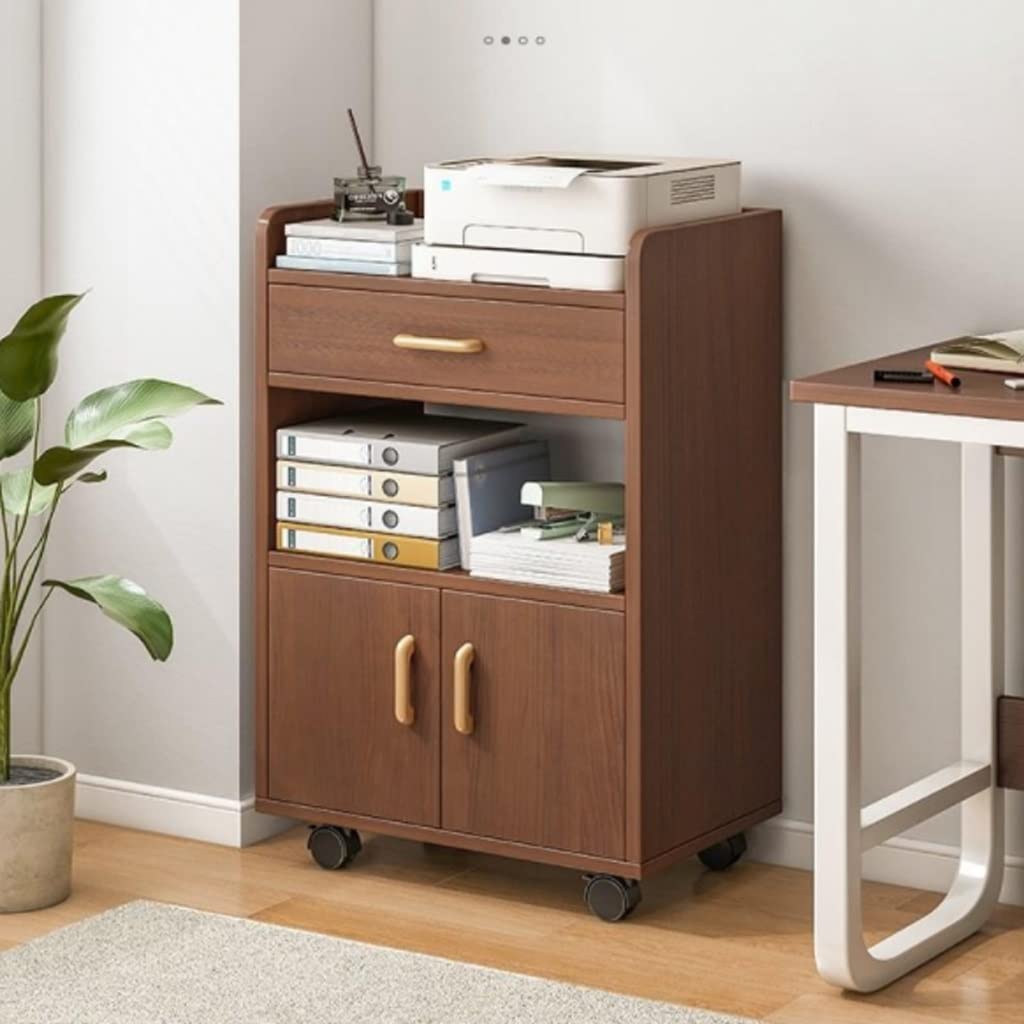NRFJFOP Shelf Placement Cabinet Floor Office Filing Wooden Movable Computer Desk Side Low