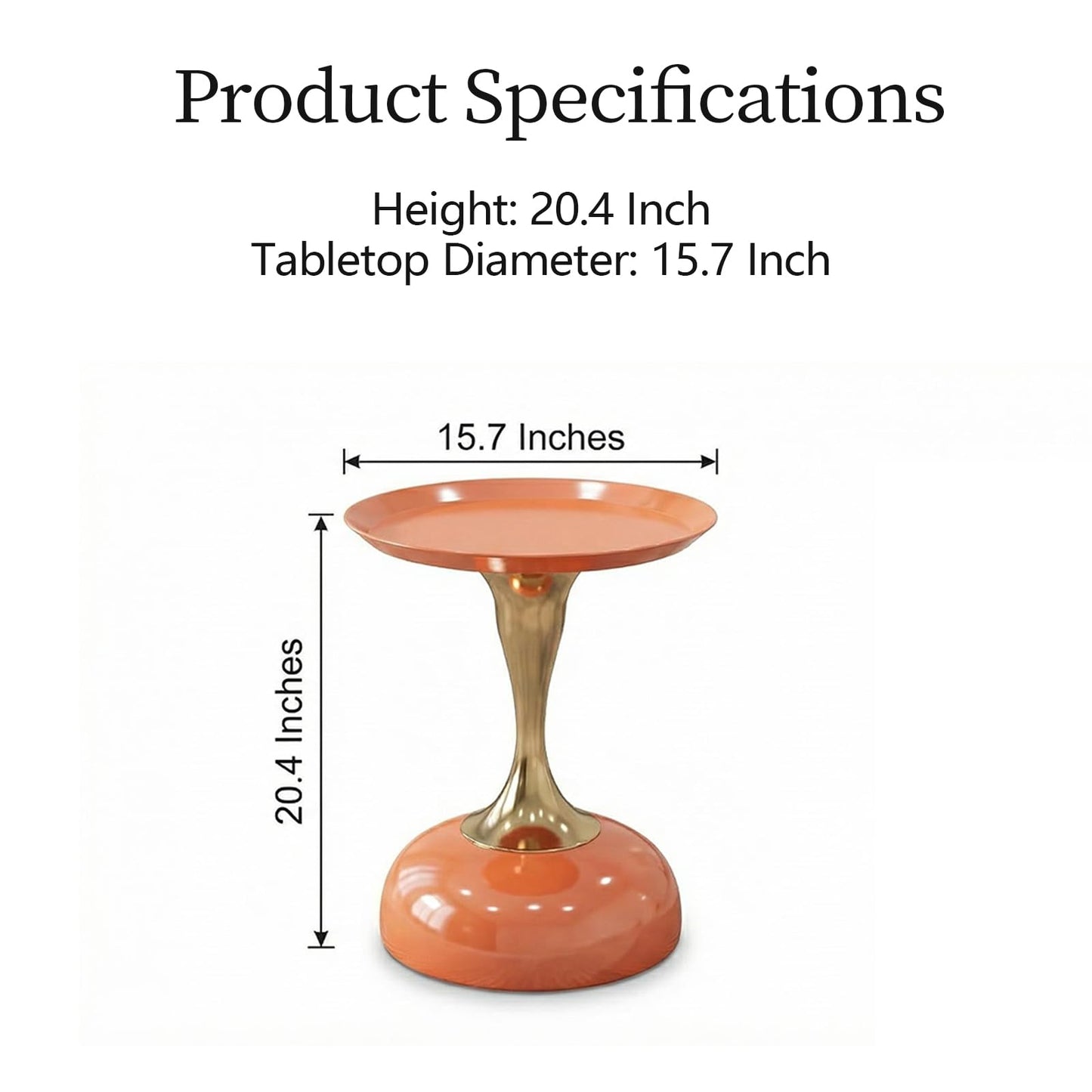 wangbochuan Stylish Hourglass Side Table - Contemporary Design for Living Rooms, Cafes, Dining Areas, Bedrooms, and Outdoor Spaces - Perfect Accent Piece for Any Decor (1, Hermes Orange)