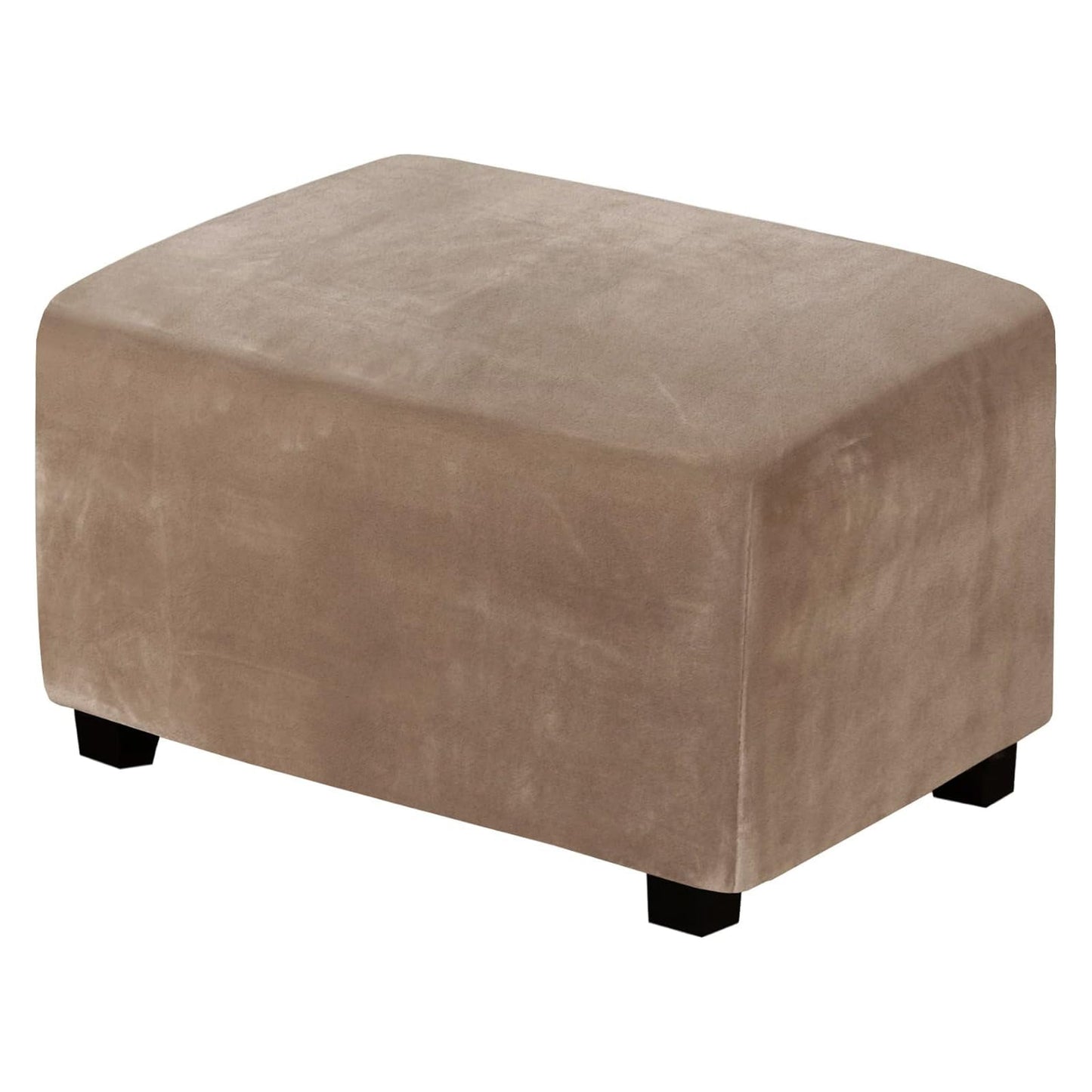 H.VERSAILTEX Real Velvet Plush 1 Piece Form Fit Stretch Rectangle Folding Storage Covers Ottoman Slipcovers Removable Footstool Protect Footrest Covers Elastic Bottom, Machine Washable(Large, Camel)