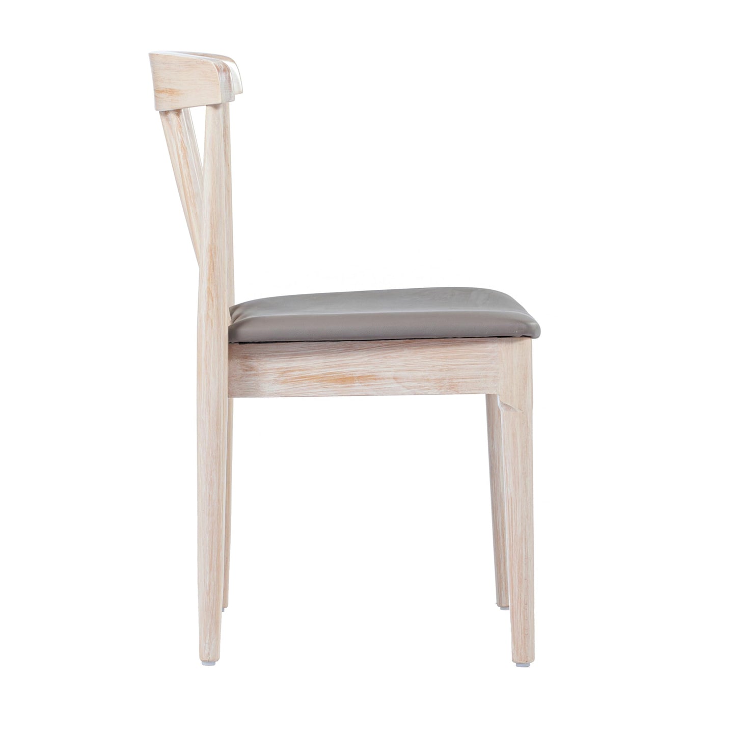 Flash Furniture Chester Solid Wood Dining Chair, Commercial Grade Restaurant Chair with Curved Spindle Backrest and Vinyl Padded Seat, Set of 2, Antique White/Beige