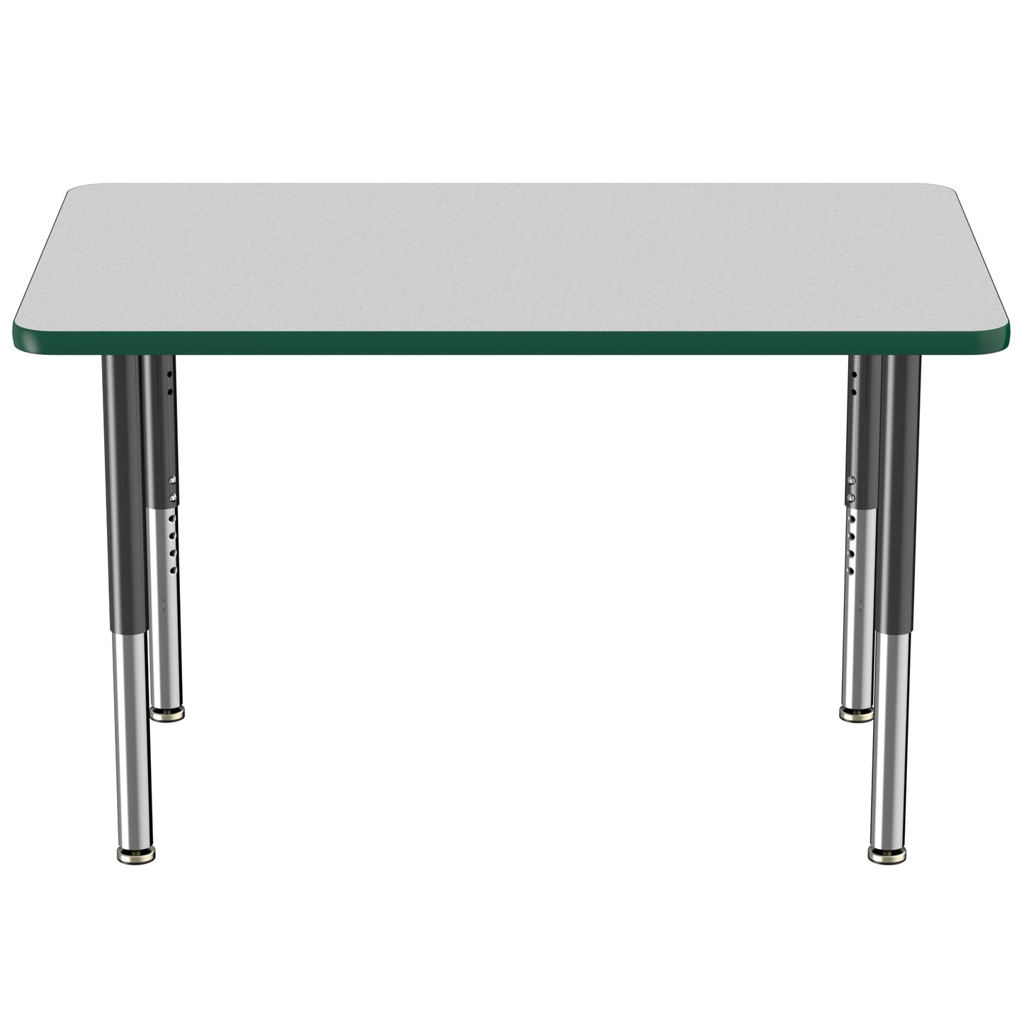 Factory Direct Partners FDP Mobile Rectangle Activity School and Office Table (30 x 48 inch), Super Legs with Glides and Casters, Adjustable Height 19-30 inches - Gray Top and Green Edge