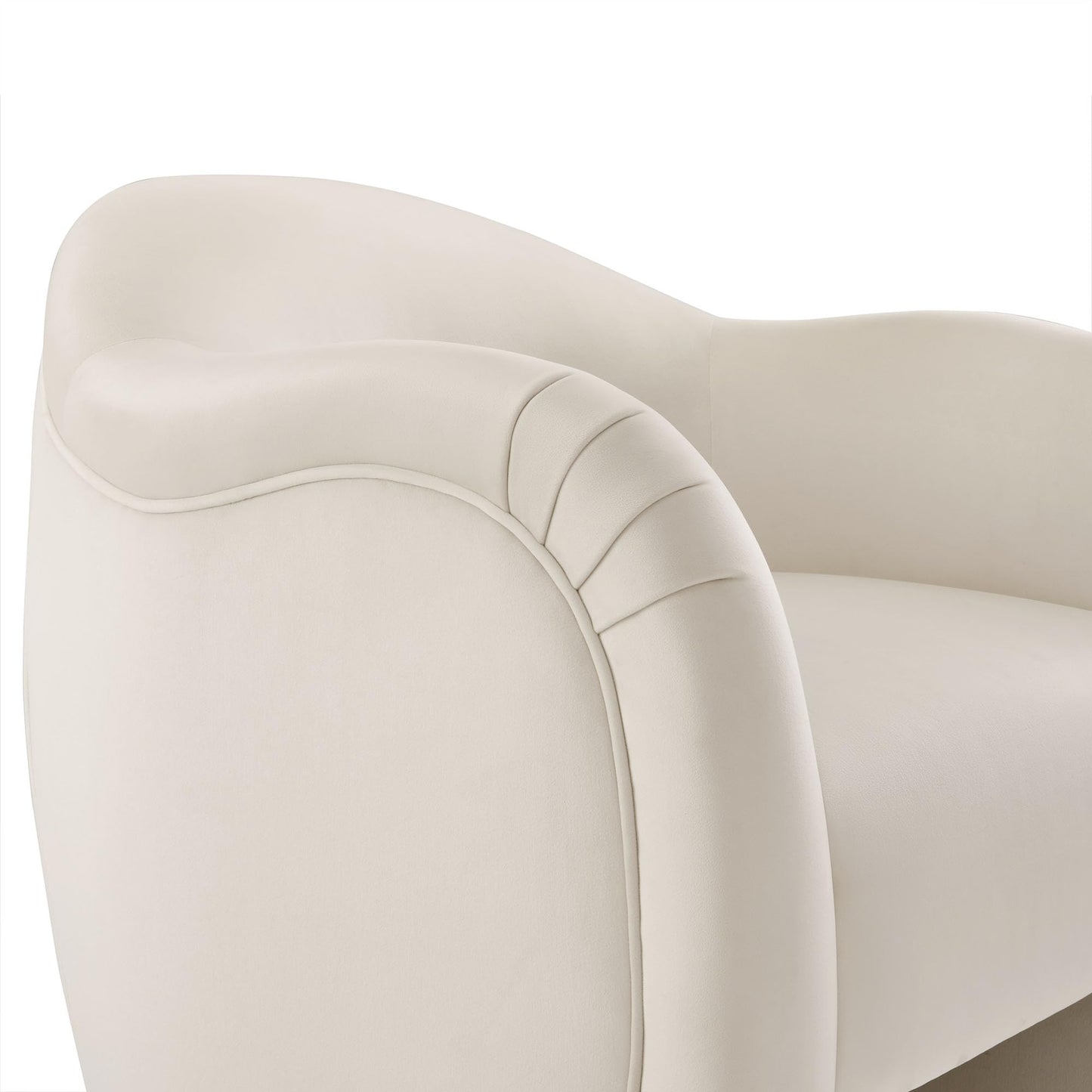 Modway Compose Barrel Chair with Performance Velvet Fabric in Alabaster – Upholstered Accent Armchair with Curved Backrest – Cozy Lounge Chair for Reading – Round Comfy Single Sofa Club Chair