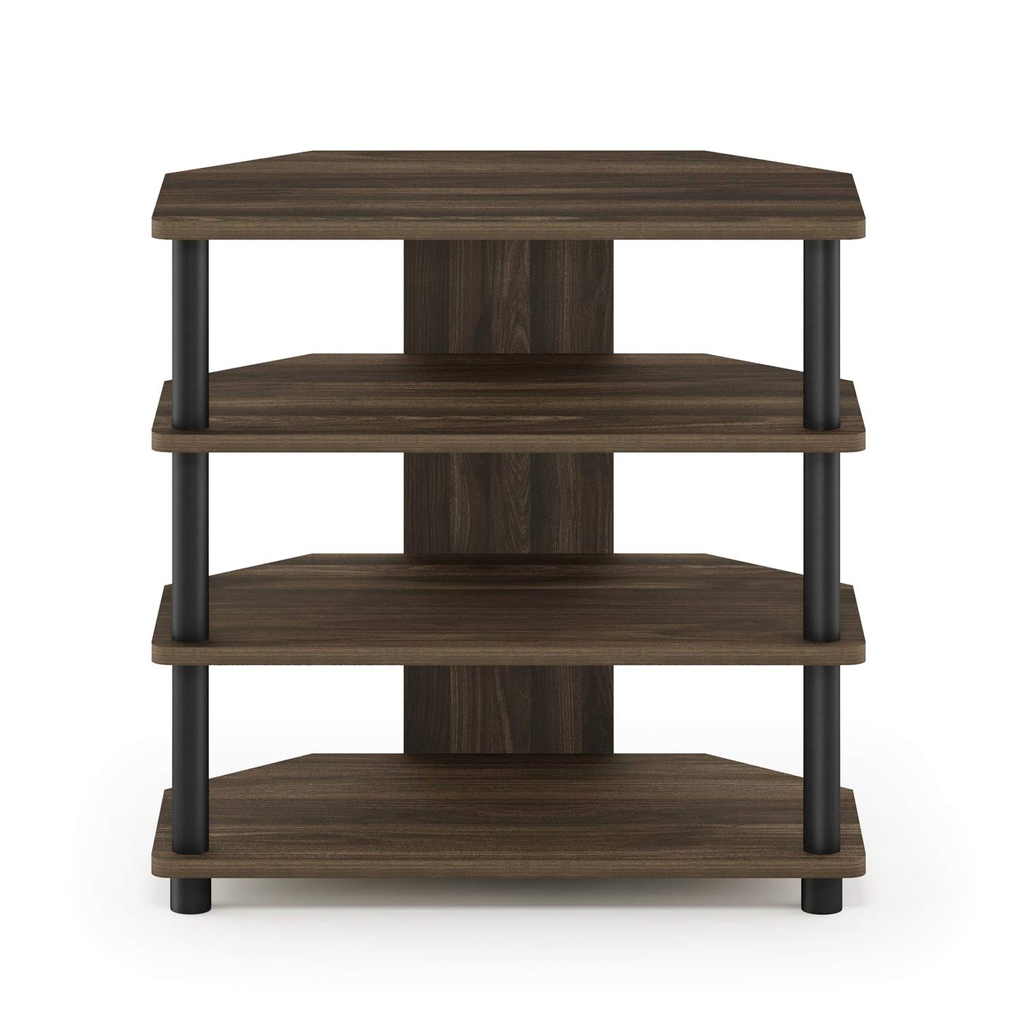 Furinno Turn-N-Tube Easy Assembly 4-Tier Petite Entertainment Center / TV Stand / TV Unit / TV Desk, Columbia Walnut/Black