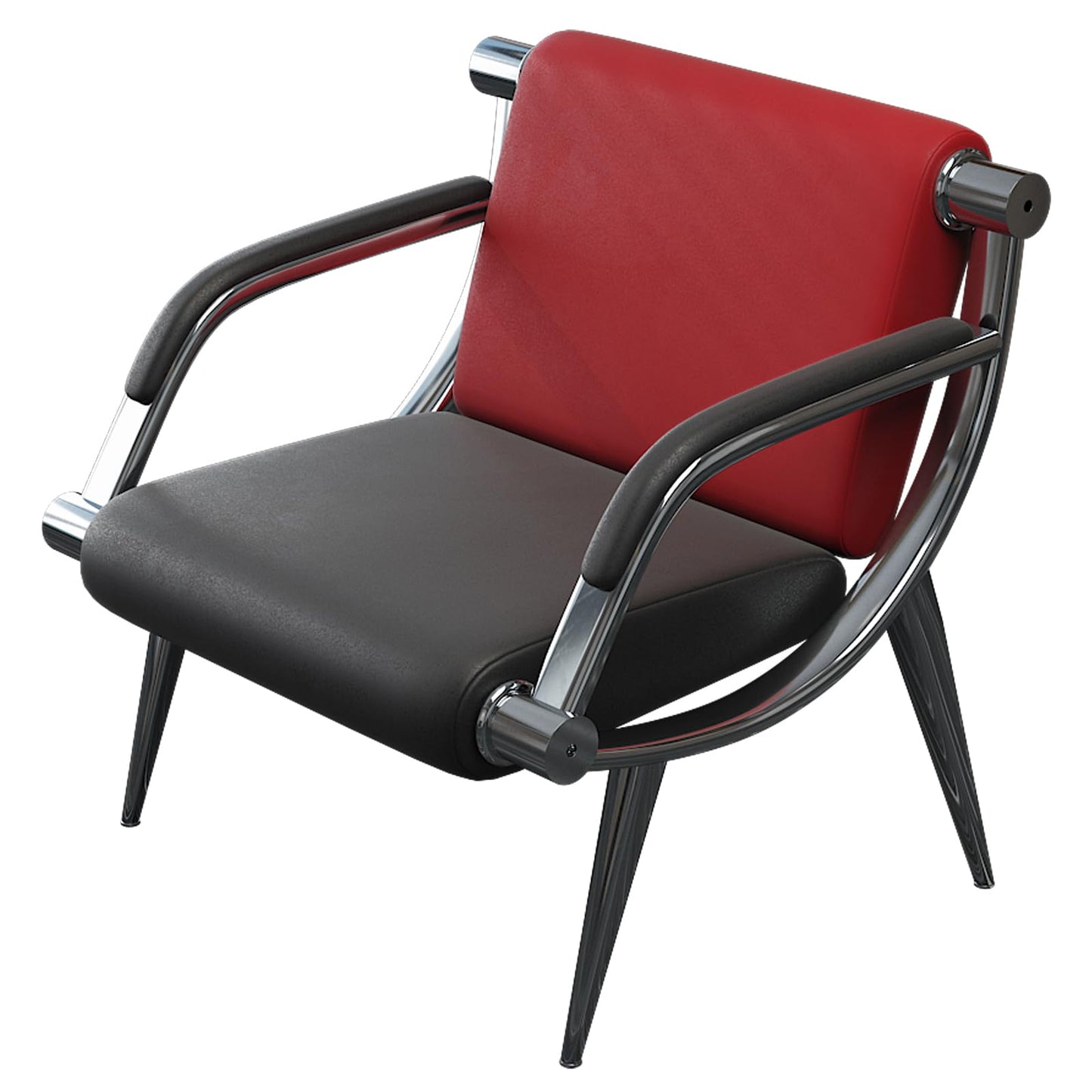 wonline Waiting Room Chair with Armrest PU Leather Office Furniture, Office Guest Seating Lobby Conference Reception Chairs for Airport Clinic Hospital Bank Salon Barber(Red&Black)