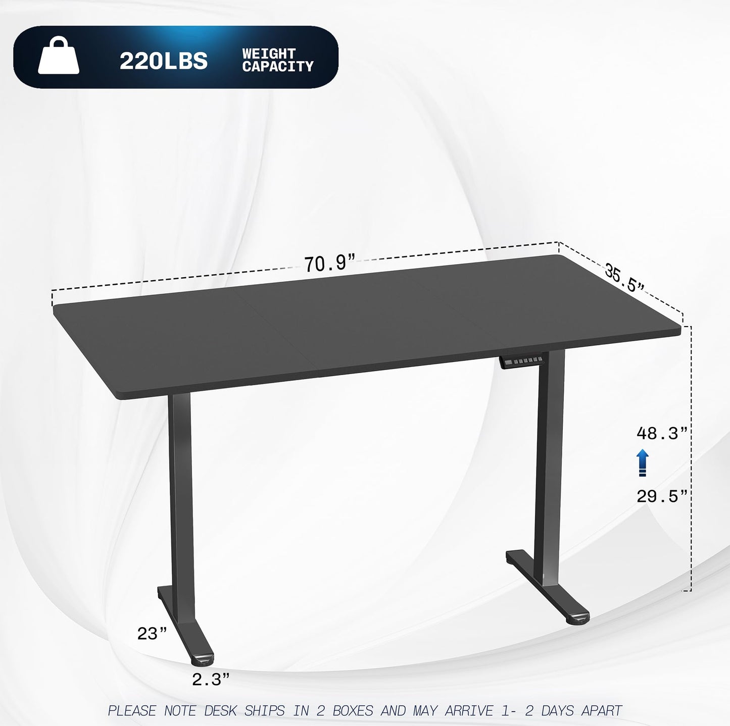 VIVO Electric 71 x 36 inch Standing Desk, Dual Motor Memory Controller Height Adjustment, E2B Series, Black Top Black Frame, DESK-KIT-E2B7B-36