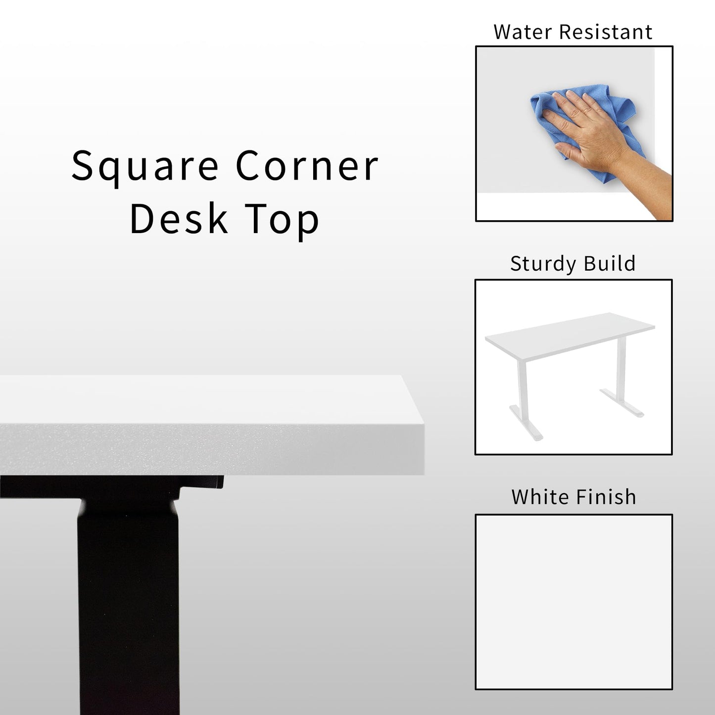 VIVO 55 x 24 inch Universal Solid One-Piece Square Corner Table Top for Standard and Sit to Stand Height Adjustable Home and Office Desk Frames, White, DESK-TOP55W-S