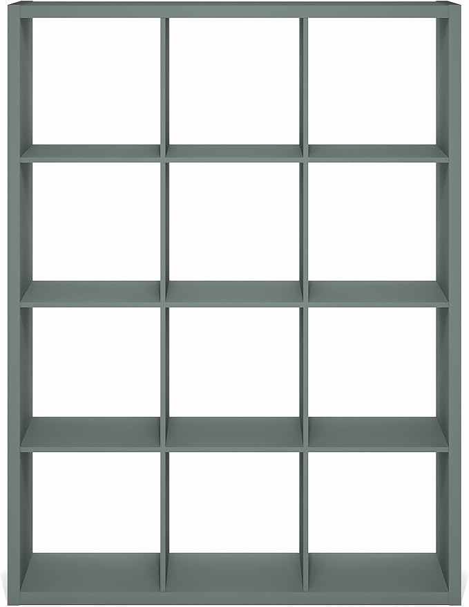 Furinno Cubicle Book Shelf, 12-Cube Bookshelf, Extra Thick Frame Reversible