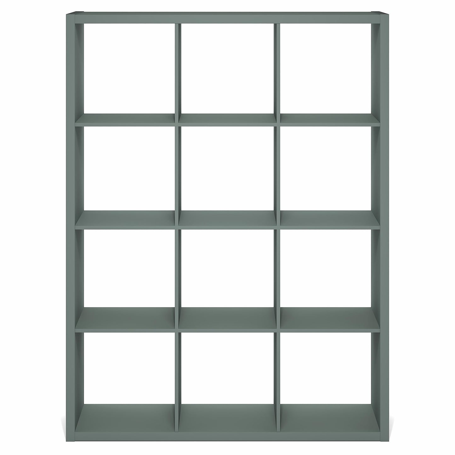 Furinno Cubicle Book Shelf, 12-Cube Bookshelf, Extra Thick Frame Reversible Bookcase with Open Back, 14.6" x 44" x 58", for Living Room, Bedroom, Home Office, Sage Green