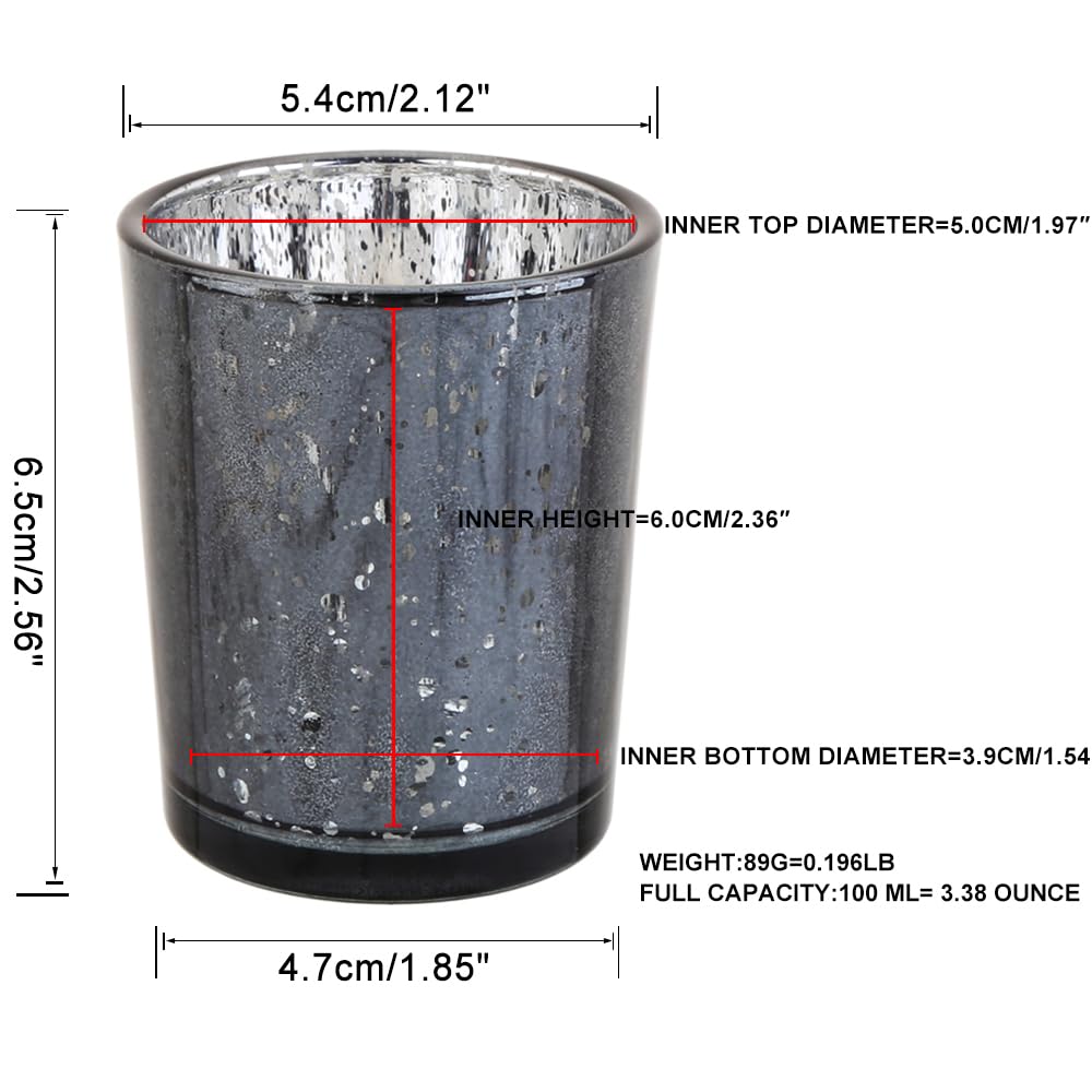 BTGLLAS 36pcs Black Glass Tea Light Holders - Votive Candle Holders Bulk for Weddings Events - Glass Votives for Wedding Centerpieces, Christmas, Thanksgiving - Candle Accessories Decor (36, Black)