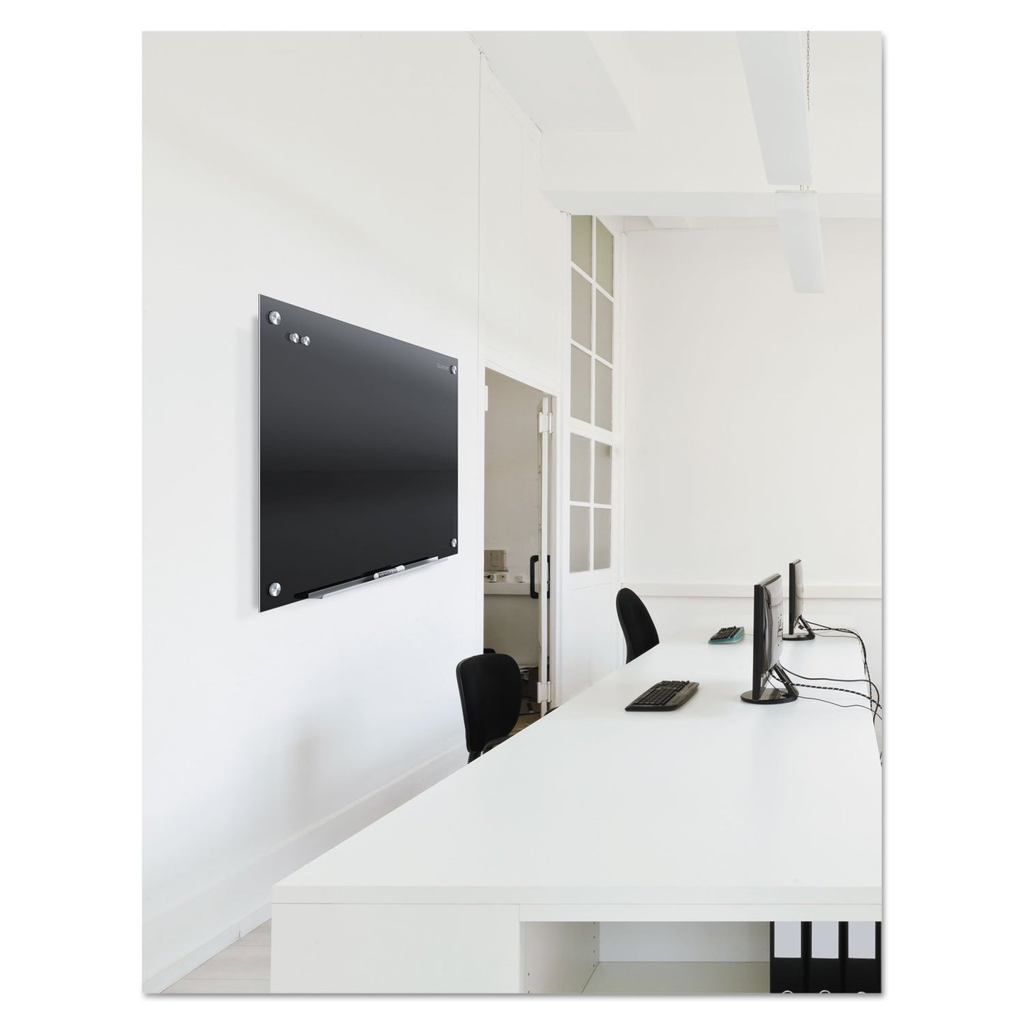 Quartet Magnetic Dry Erase Board, 48" x 36" Glass Whiteboard for Wall, Infinity, Black (G4836B)