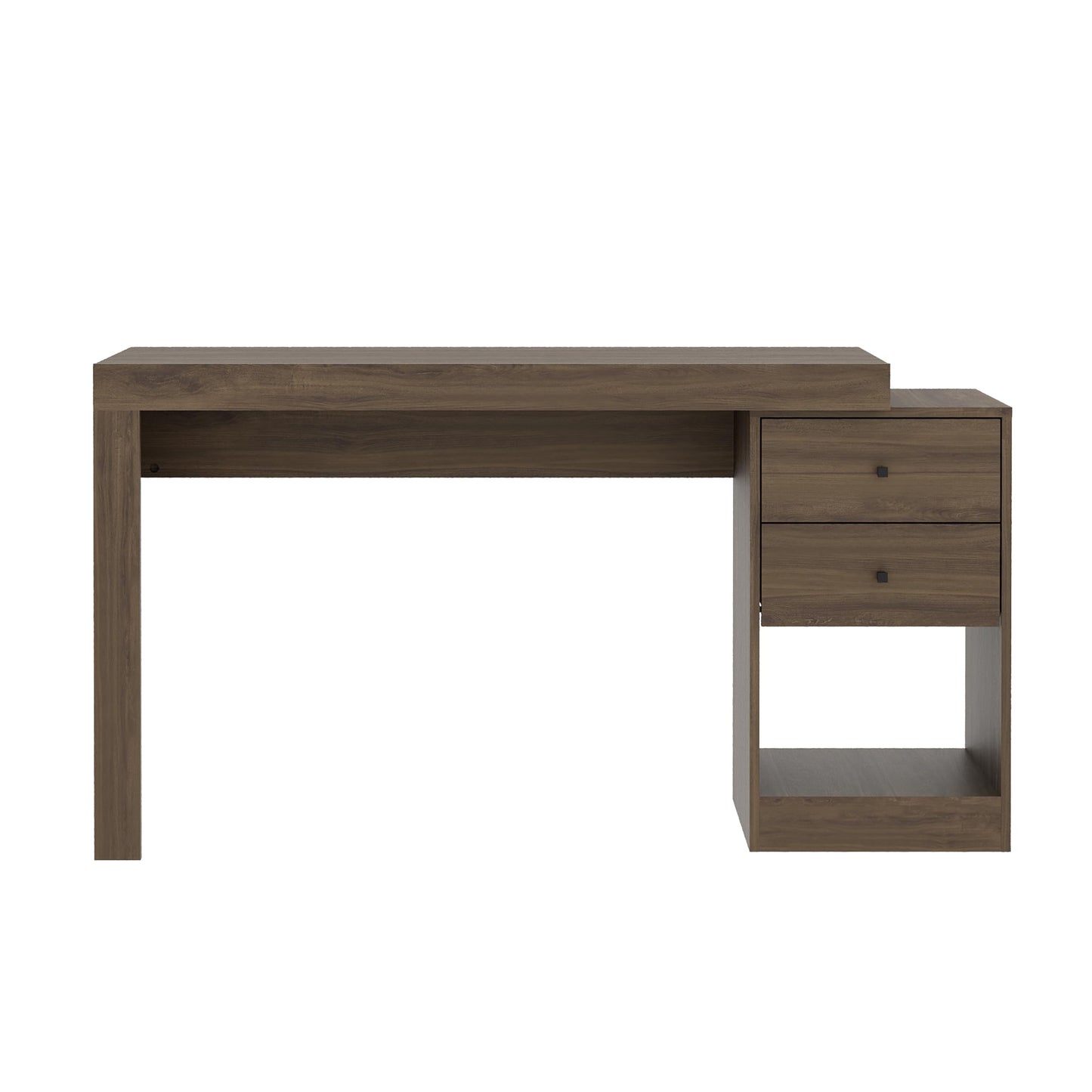 Expandable Desk with Storage Drawers & Open Shelf - Expands from 47 Inch to 57 Inch - Walnut Computer Desk with Printer Space - Modern Home Office Table with Drawers - Techni Mobili Blanco Collection