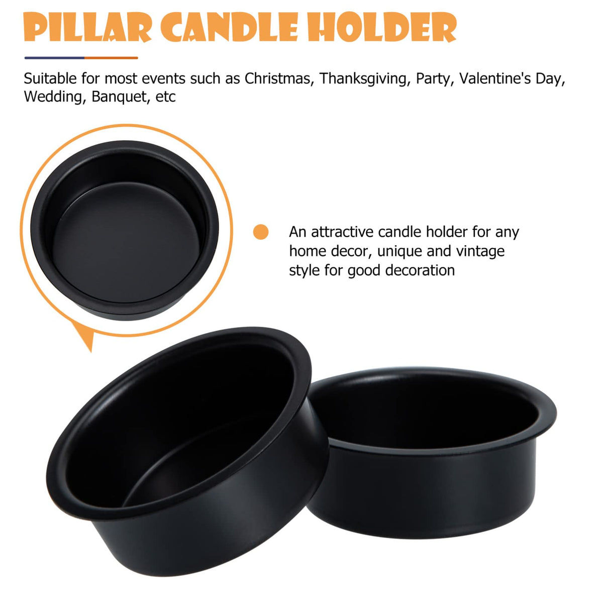 Uonlytech 5pcs Tea Light Tins Cups, Black Metal Tea Light Candle Holder Empty Scented Candle Cup DIY Candle Holders for Party Wedding Table Decoration