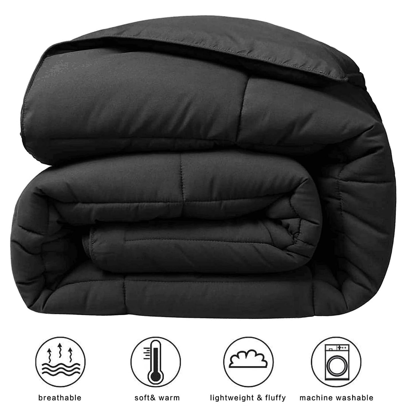 COHOME Premium King Size Comforter, All-Season Quilted Down Alternative Duvet Insert, Luxury Hotel GentleSoft Comforter with Anti-Clump Tech & 8 Tabs - Reversible - Black 90x102 inches