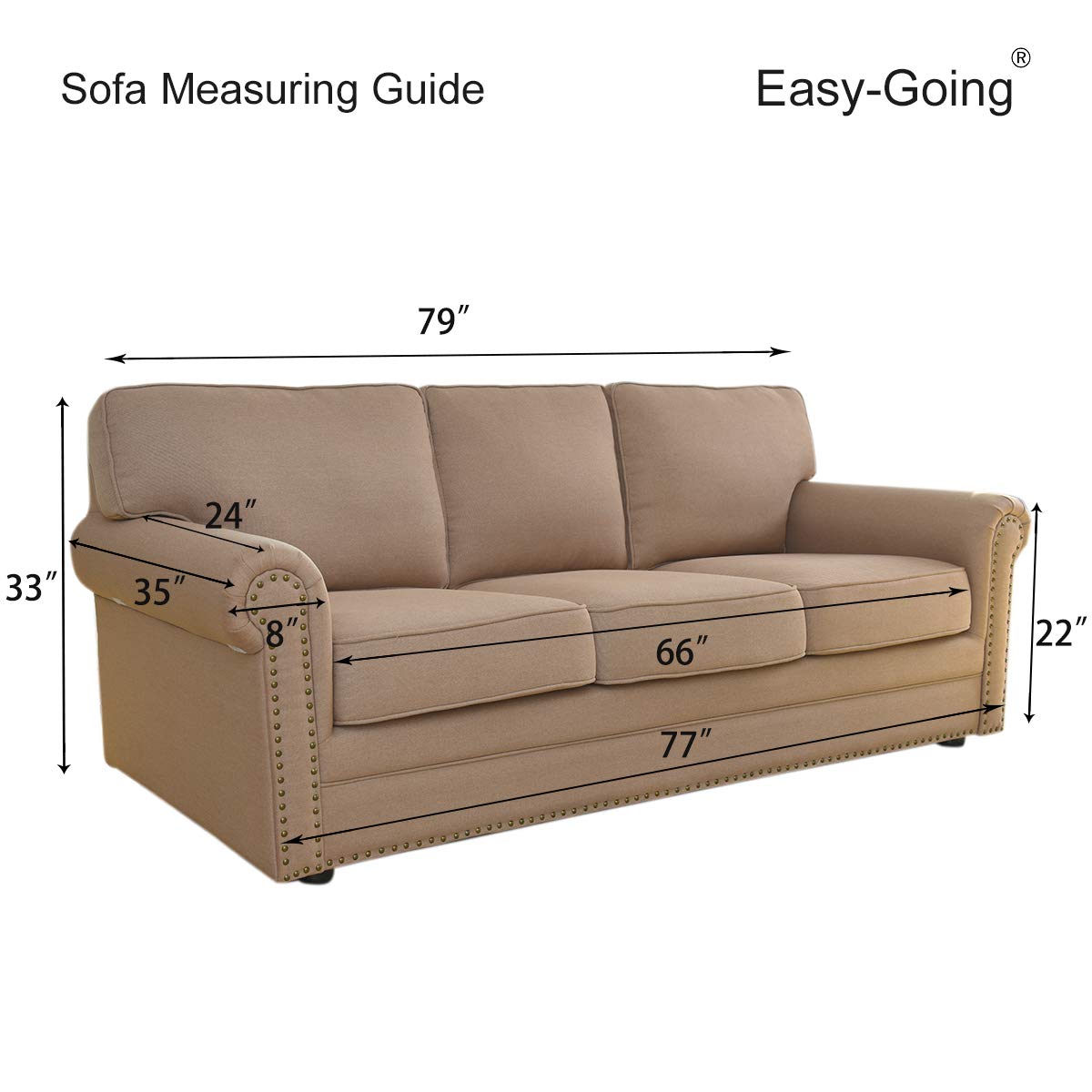 Easy-Going Reversible Couch Cover for 3 Cushion Couch Sofa Cover for Dogs Water Resistant Furniture Protector Cover with Foam Sticks Elastic Straps for Pet Cat (Sofa, Black/Beige)