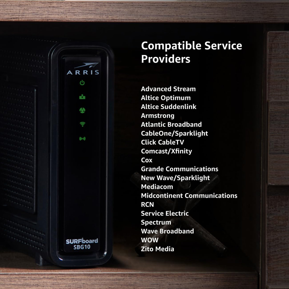 ARRIS (SBG10-RB) - Modem Router Combo - DOCSIS 3.0 16 x 4 Gigabit & AC1600 WiFi, [Check with your provider for compatibility]400 Mbps Max Internet Speeds - Renewed