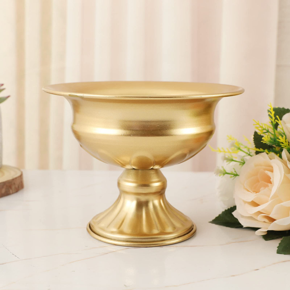 QUTUNI 8Pcs Gold Compote Vases for Centerpieces, 4.7in Small Flower Vases